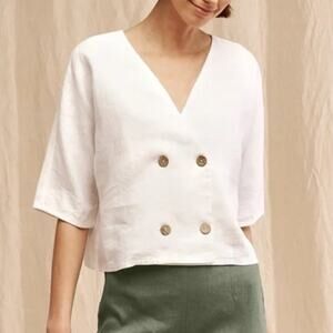 Linen Handmade Studio Button Top Sz M/L